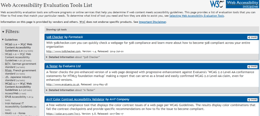 W3C website tools for making website ADA compliant