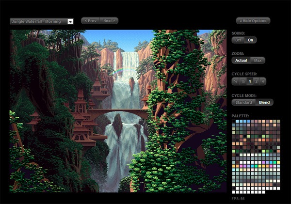 HTML5 canvas demo/example/experiment: Canvas Cycle: Jungle Waterfall