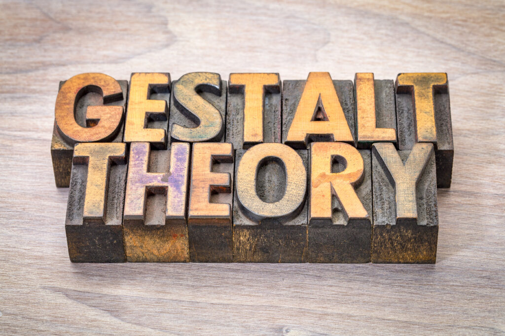 gestalt theory word abstract in woodtype