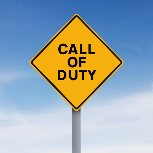 Conceptual road sign indicating Call of Duty