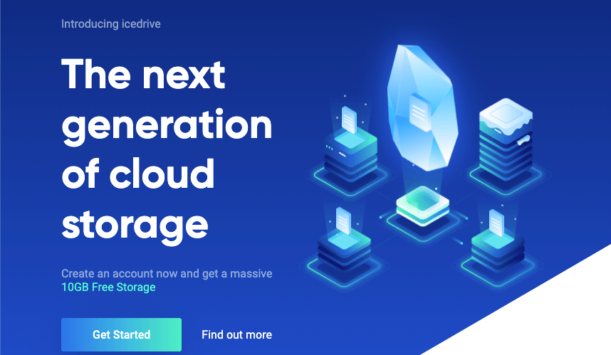 Homepage for Icedrive storage