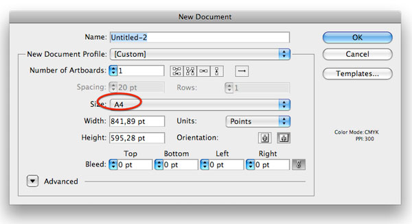 new document in Illustrator