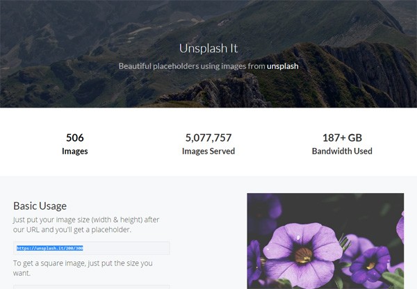 Image placeholder web service called Unsplash It