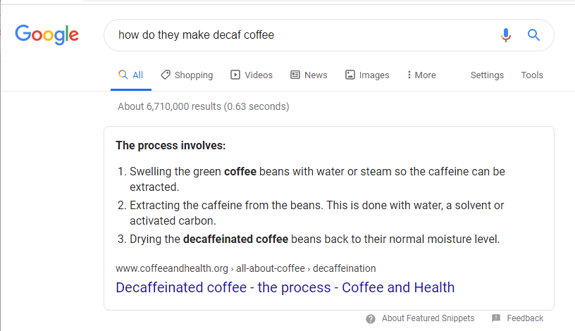 informational search coffee