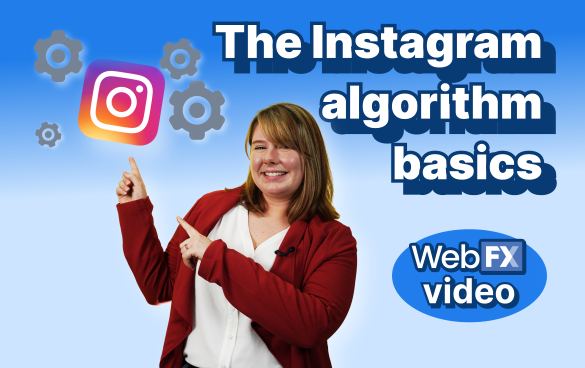 An FXer points to the Instagram logo next to text, The Instagram algorithm basics