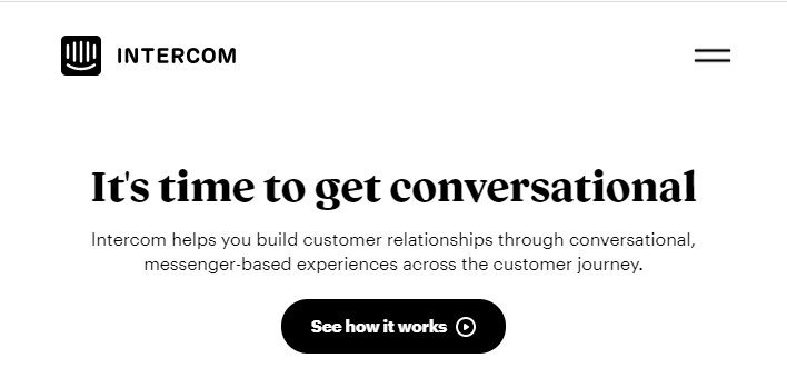 Intercom homepage