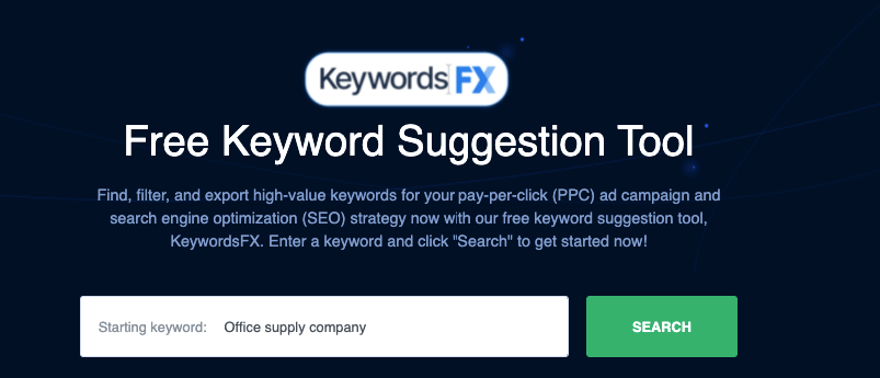 Searching for keywords on KeywordsFX