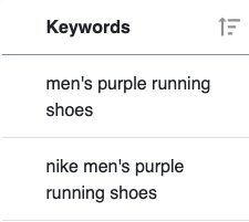 List of keyword options for men's purple running shoes