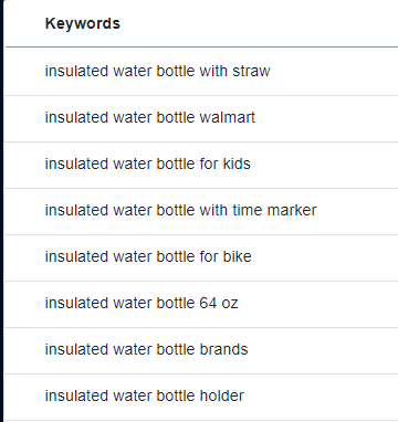 a list of keywords