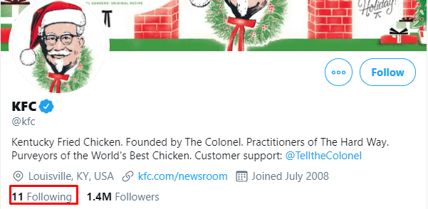 kfc following