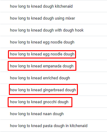 knead dough keyword suggestions