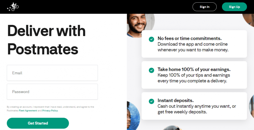 landing page form design postmates e1610484121825