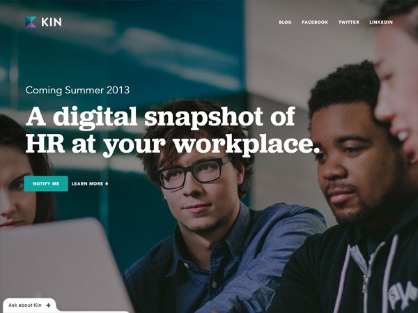 Example of a web design using a large photo: KIN HR