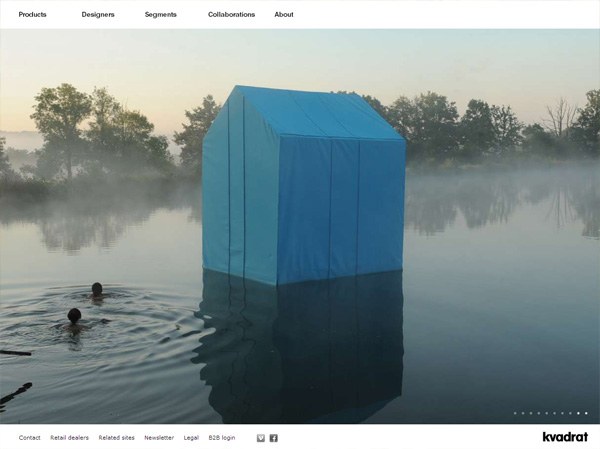 Example of a web design using a large photo: Kvadrat