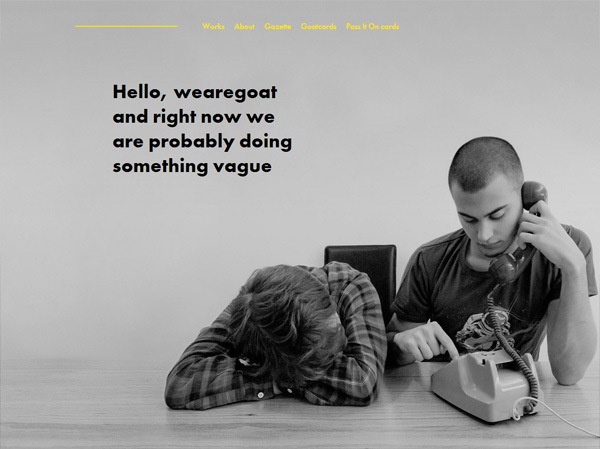 Example of a web design using a large photo: wearegoat