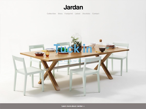 Example of a web design using a large photo: Jardan Furniture