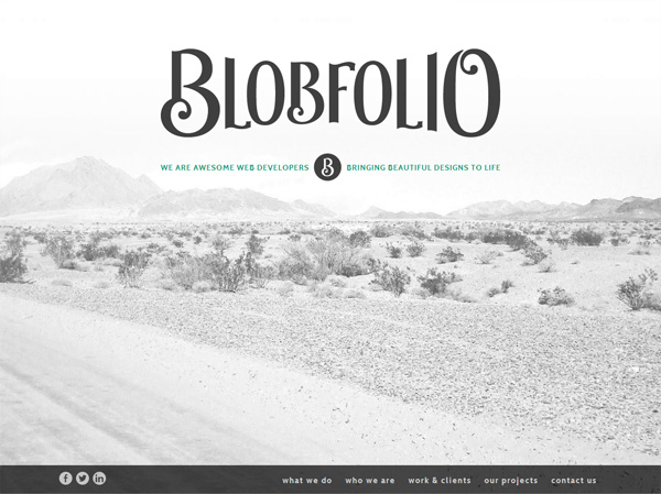 Example of a web design using a large photo: Blobfolio