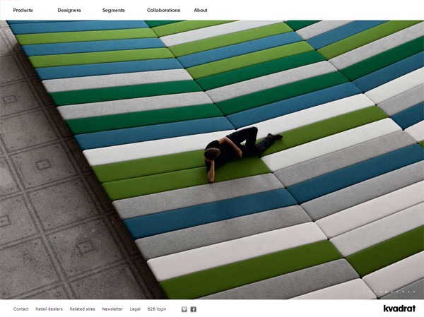 Example of a web design using a large photo: Kvadrat