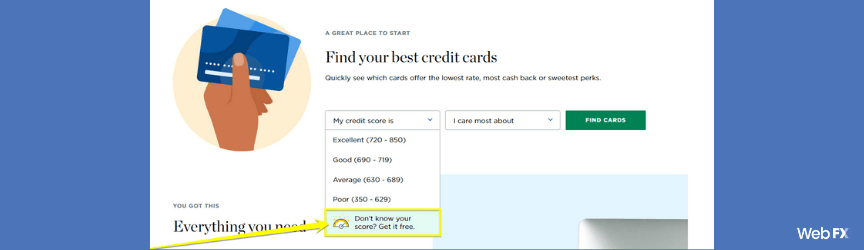 A screenshot of another lead generation form on NerdWallet