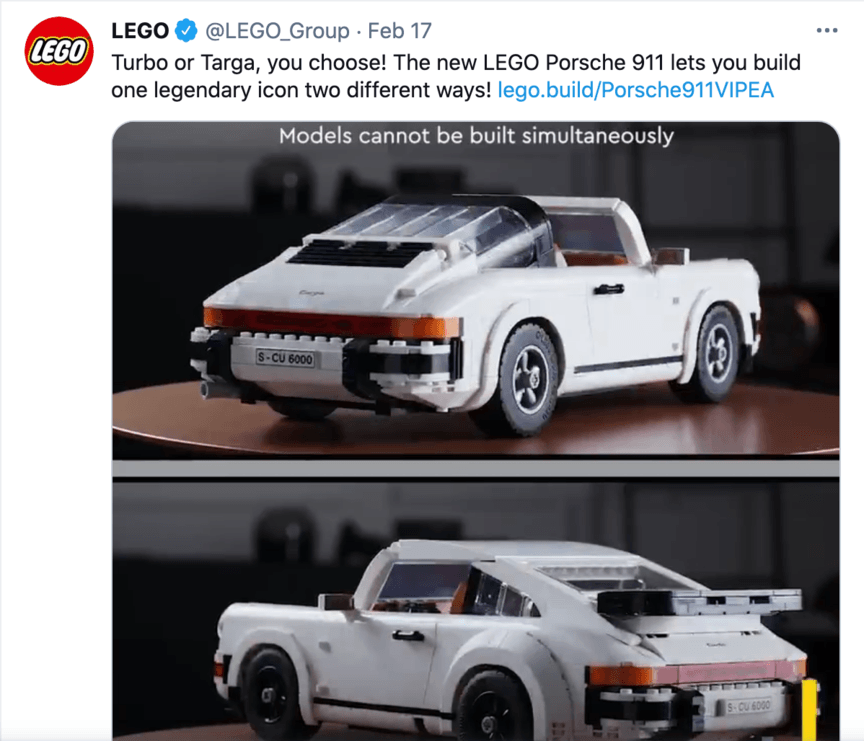 LEGO content example on Twitter