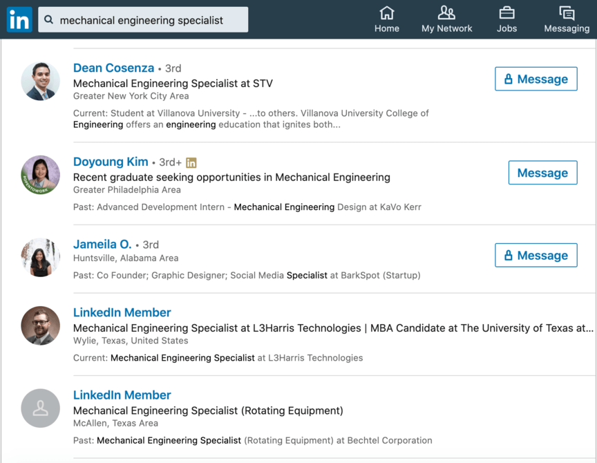 linkedin mechanical engineering specialist people search