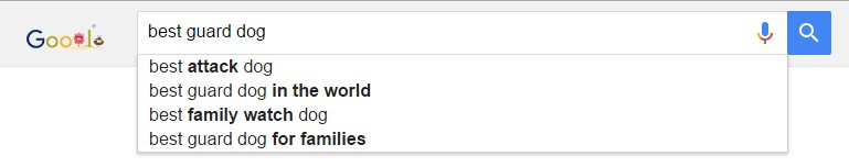 Autocomplete suggestions for "best guard dog"