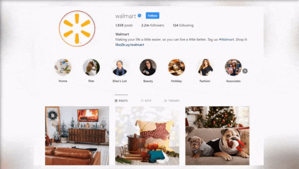 Scrolling through Walmart Instagram profile