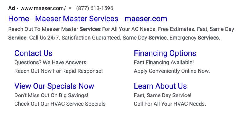 maeser master services ppc ad