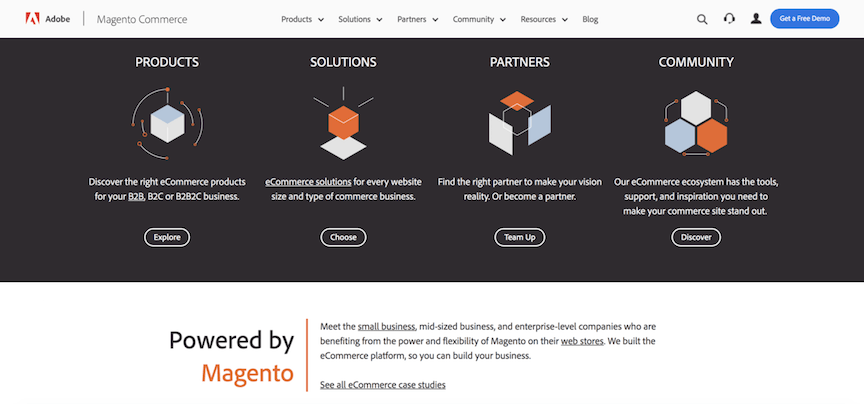 Magento's homepage