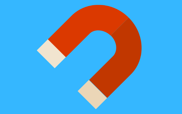 A large red question mark on a blue background.