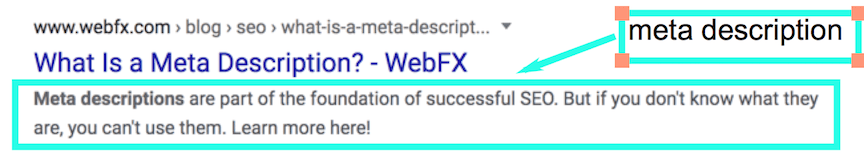 meta description example webfx