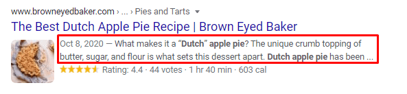 meta description pie