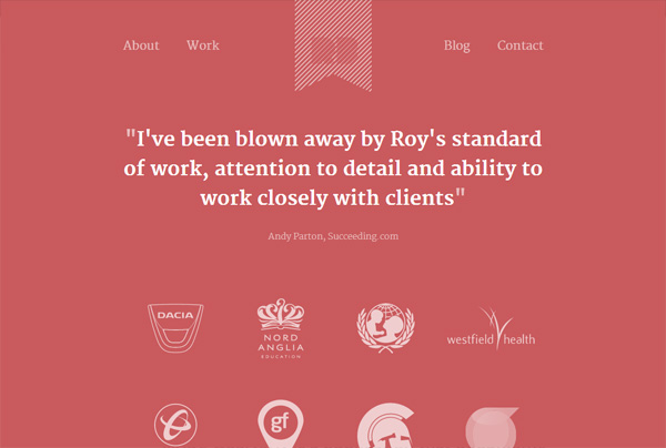 Example of Minimalism in web design: Roy Barber