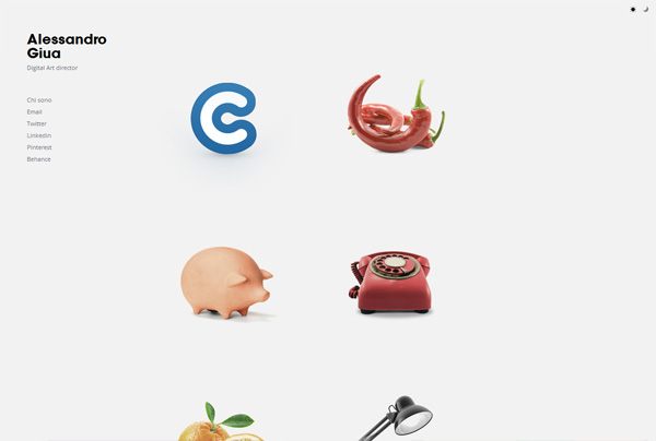 Example of Minimalism in web design: Alessandro Giua