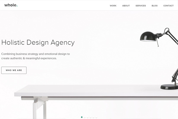 Example of Minimalism in web design: Whole Design Studios