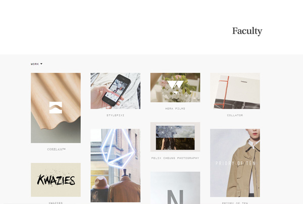 Example of Minimalism in web design: Faculty