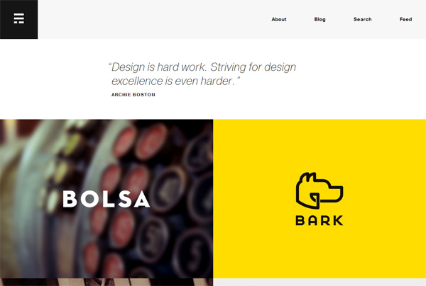 Example of Minimalism in web design: Erik Ford