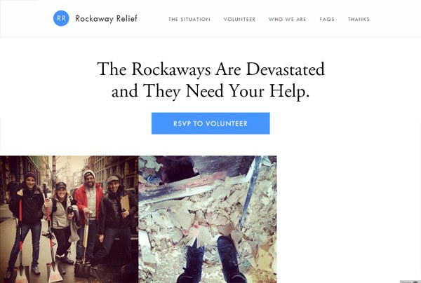 Example of Minimalism in web design: Rockaway Relief