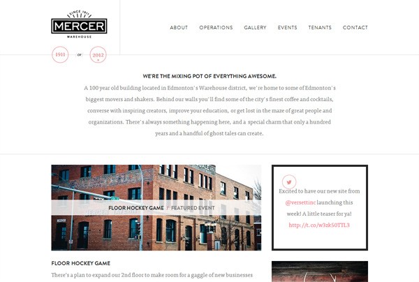 Example of Minimalism in web design: Mercer Warehouse
