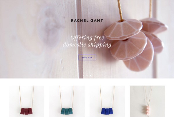 Example of Minimalism in web design: Rachel Gant Jewelry