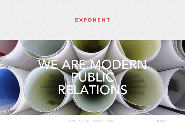 Example of Minimalism in web design: Exponent PR