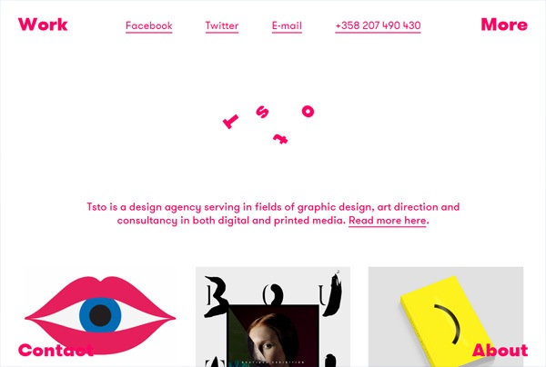 Example of Minimalism in web design: Tsto