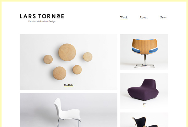 Example of Minimalism in web design: Lars Tornøe