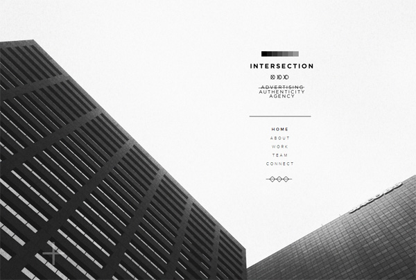 Minimalist web design example: Intersection