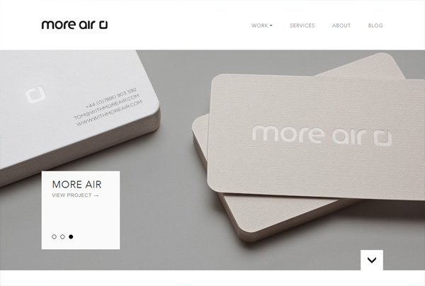 Minimalist web design example: More Air