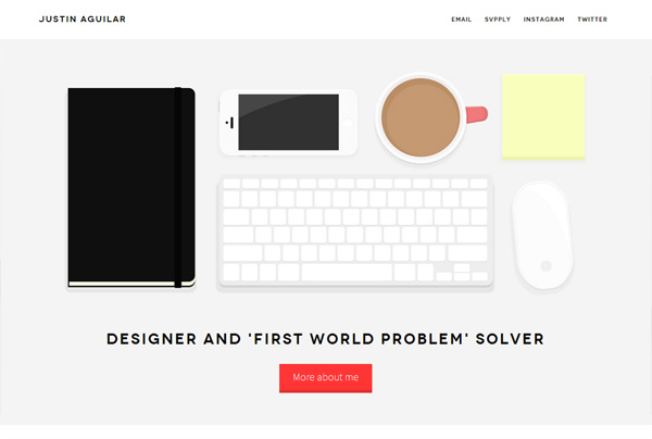 Minimalist web design example: Justin Aguilar