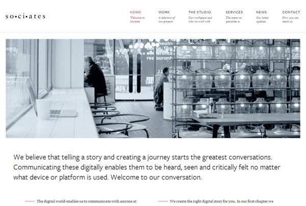 Minimalist web design example: Sociates