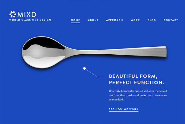 Minimalist web design example: Mixd