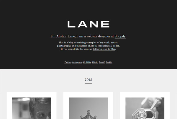Minimalist web design example: Alistair Lane
