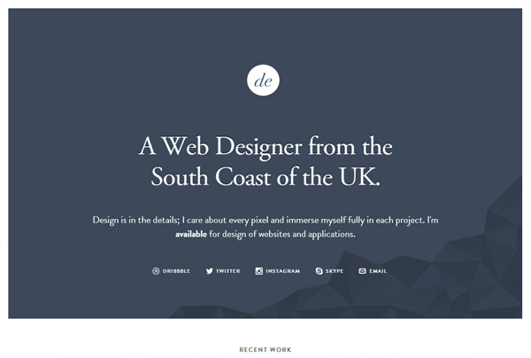 Minimalist web design example: Dan Edwards